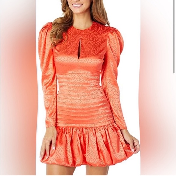 ONE33 Social Long Sleeve Jacquard Keyhole Mini Dress Size 8 - Picture 1 of 16